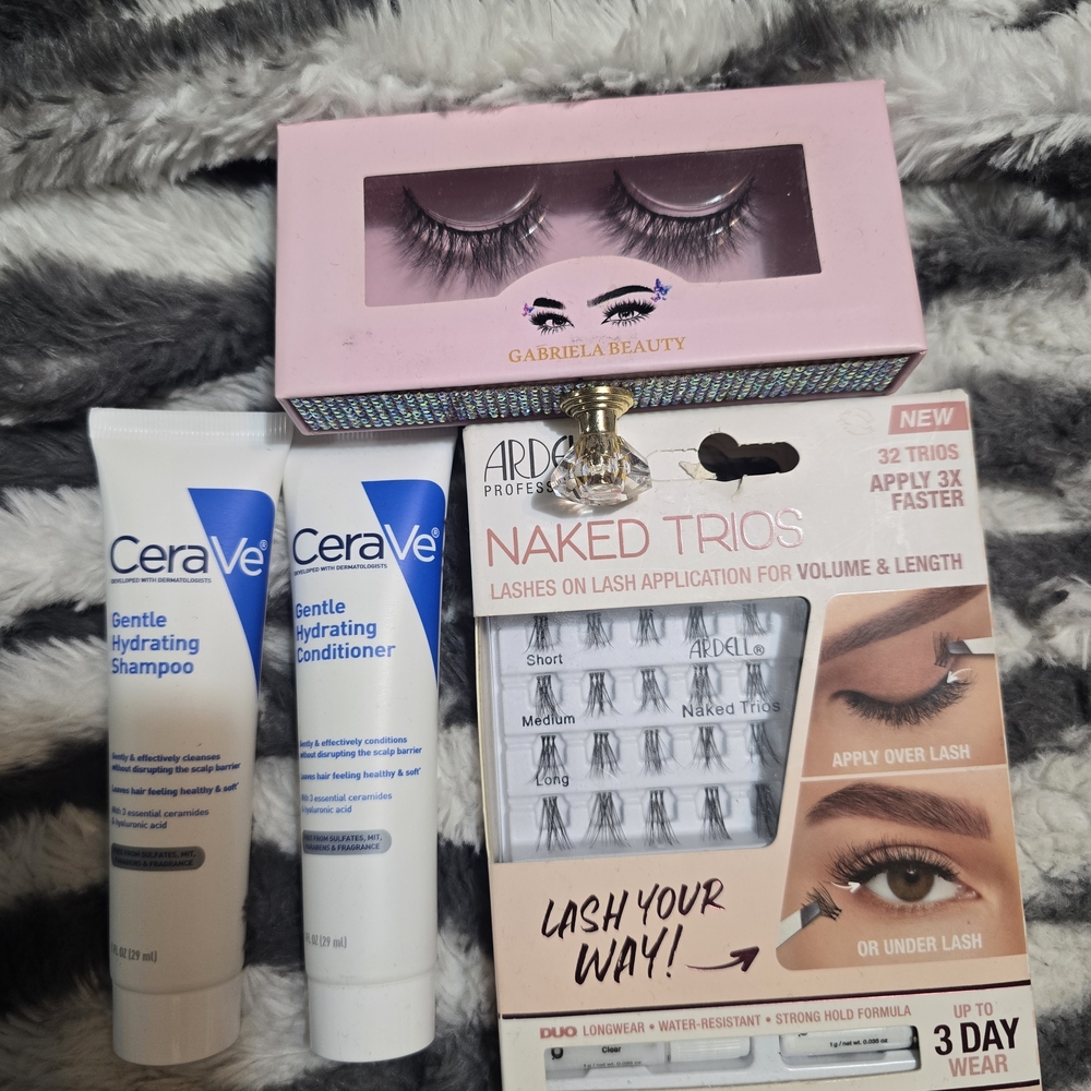 Set  False Eyelashes & Lash Trios Duo in Pink and White Packaging